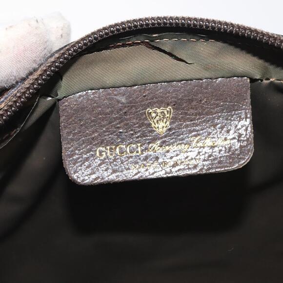 GUCCI GG Supreme Web Sherry Line Clutch Bag PVC Beige Gold Red Auth BA3731
